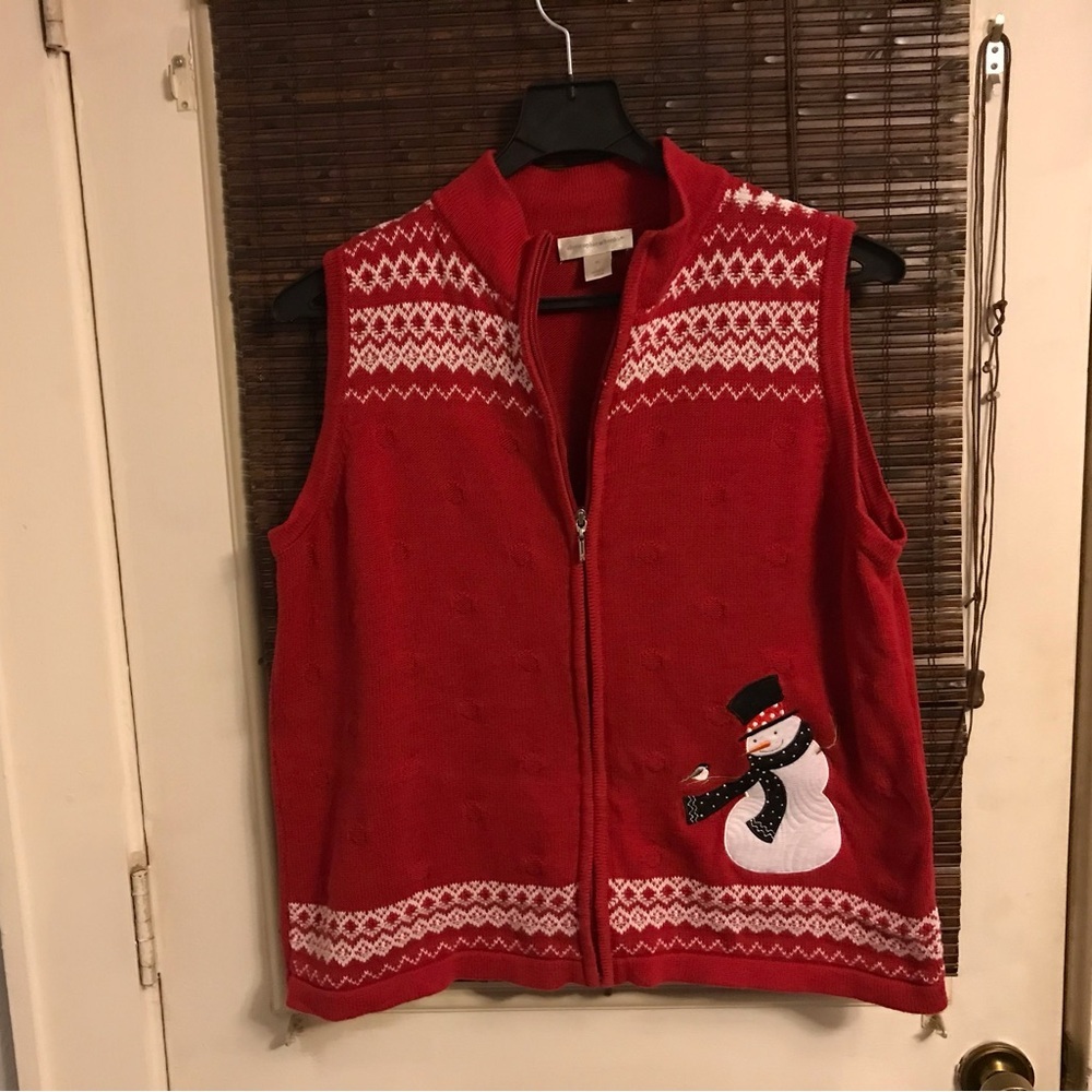 Christopher  and Banks sweater vest With Snowman XL